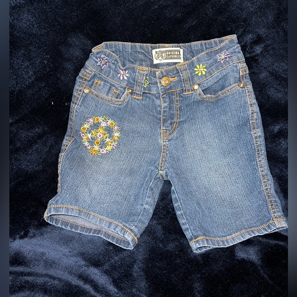 Route 66 Other - Route 66 Blue Denim Shorts with Floral Embroidery